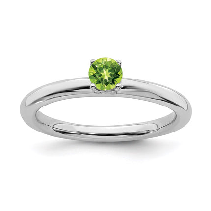 Sterling Silver Stackable Expressions Rhodium Peridot Ring | QSK1906 ,