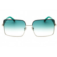 Salvatore Ferragamo Women's Sunglasses - Silver/Petrol Square Frame | SF302SL 047 ,