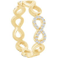 Classic Women's Gold Plated CZ and Infinity Ring - W-2736 ,