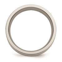 Titanium Sterling Silver Inlay Flat 8mm Brushed and Polished Band | TB214 ,