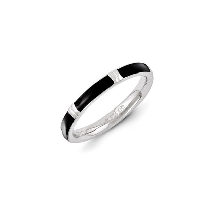 Sterling Silver Stackable Expressions Black Enameled Ring | QSK1363 ,