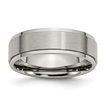 Titanium Ridged Edge 7mm Brushed and Polished Band | TB197 ,
