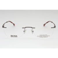 Hugo Boss Men's Eyeglasses - Matte Ruthenium Burgundy Oval Frame | BOSS 1265/B 0R3Z 00 ,