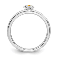 Sterling Silver Stackable Expressions Rhodium Citrine Boy Ring | QSK1921 ,
