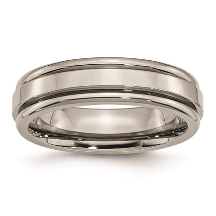 Titanium Grooved Edge 6mm Polished Band | TB39 ,