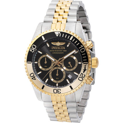 Invicta Men's Watch - Pro Diver Chronograph Black and Gold Tone Dial Bracelet | 44720 ,