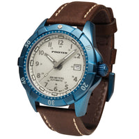 ProTek Men's Watch - Dive Automatic Cream Dial Blue Case Brown Leather Strap | 2213 ,