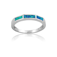 Sterling Silver 3 Rectangle Opal Ring - W-9653 ,