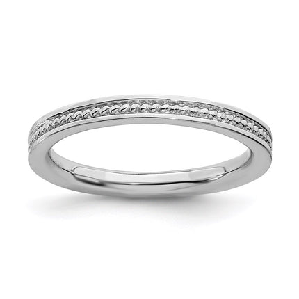 Sterling Silver Stackable Expressions Rhodium Channeled Ring | QSK1619 ,