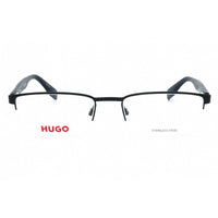 Hugo Men's Eyeglasses - Matte Blue Wood Metal Rectangular Half Rim | HG 0324 02WF 00 ,