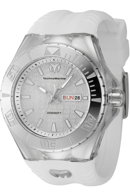 Technomarine Men's Watch - Cruise Monogram Silver Tone Dial White Strap | TM-122008 ,