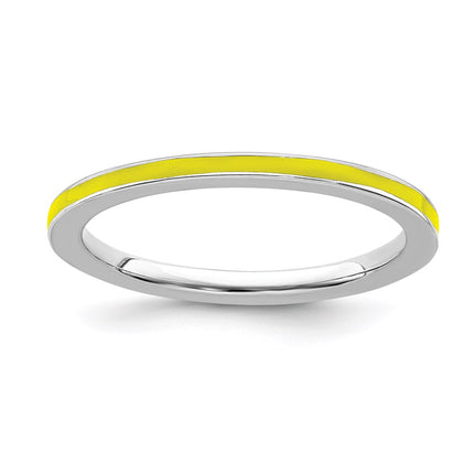 Sterling Silver Stackable Expressions Yellow Enameled 1.5mm Ring | QSK134 ,