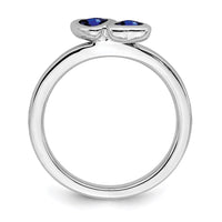 Sterling Silver Stackable Expressions Cr. Sapphire Double Heart Ring | QSK406 ,