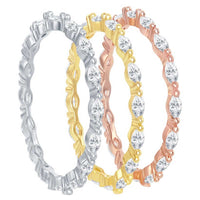 Classic Women's Tri Color Marquise CZ Triple Ring - W-2451 ,