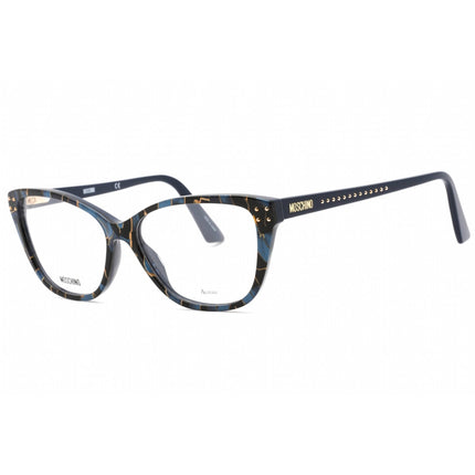 Moschino Women's Eyeglasses - Black Blue Havana Plastic Cat Eye Frame | MOS583 0EDC 00 ,