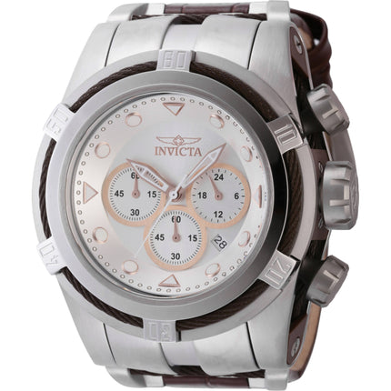 Invicta Men's Watch - Bolt Zeus Quartz Chrono Silver Tone Dial Leather Strap | 43783 ,