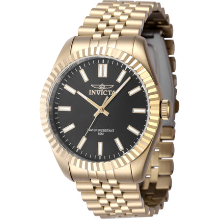 Invicta Men's Watch - Specialty Quartz Black Dial Yellow Gold Steel Bracelet | 47488 ,