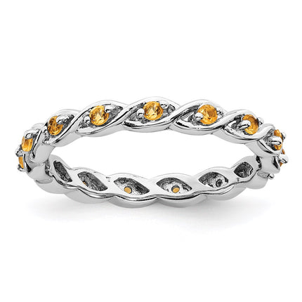 Sterling Silver Stackable Expressions Citrine Ring | QSK1480 ,