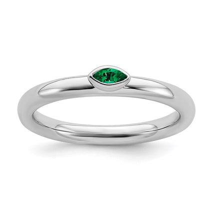 Sterling Silver Stackable Expressions Created Emerald Ring | QSK2128 ,