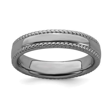 Sterling Silver Stackable Expressions Black-plated Ring | QSK313 ,