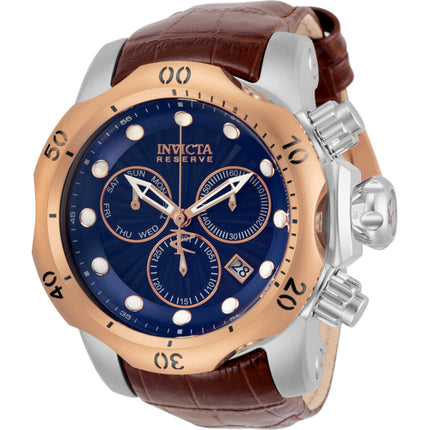 Invicta Men's Dive Watch - Reserve Chronograph Blue Dial Brown Leather Strap | 32957 ,