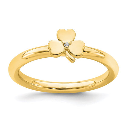 Sterling Silver Stackable Expressions Yellow-plated Dia. Clover Ring | QSK1970 ,