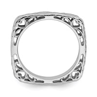 Sterling Silver Stackable Expressions Polished Rhodium-plated Square Ring | QSK763 ,