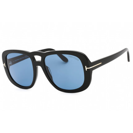 Tom Ford Women's Sunglasses - Shiny Black Plastic Pilot Frame Blue Lens | FT1012 01V ,