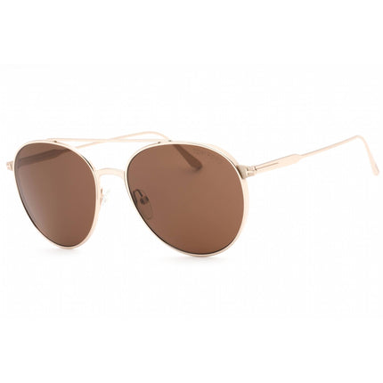 Tom Ford Men's Sunglasses - Shiny Rose Gold Pilot Frame Brown Lens | FT0691 28E ,