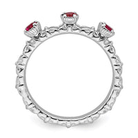 Sterling Silver Stackable Expressions Created Ruby Three Stone Ring | QSK1594 ,