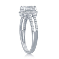 Sterling Silver Round CZ Double Open Engagement Ring - W-2414 ,