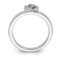 Sterling Silver Stackable Expressions Aquamarine Heart Ring | QSK1524 ,