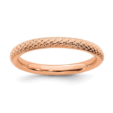 Sterling Silver Stackable Expressions Pink-plated Cable Ring | QSK204 ,