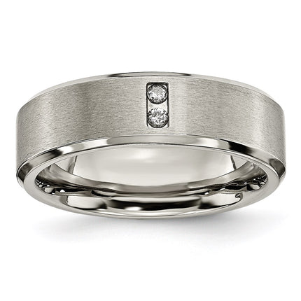 Titanium Satin & Polished with Diamonds 7mm Band | TB262AA ,