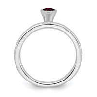 Sterling Silver Stackable Expressions High 4mm Round Created Ruby Ring | QSK464 ,