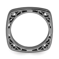 Sterling Silver Stackable Expressions Polished Black-plated Square Ring | QSK778 ,