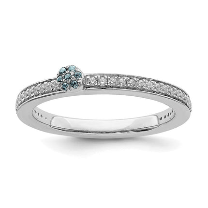 14k White Gold Stackable Expressions Aquamarine and Diamond Ring | SK2078 ,