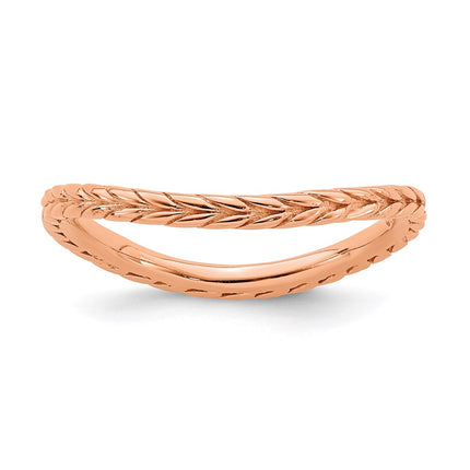 Sterling Silver Stackable Expressions Polished Pink-plated Wave Ring | QSK828 ,