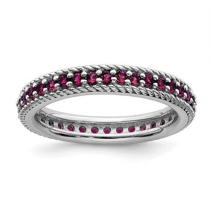 Sterling Silver Stackable Expressions Polished Created Ruby Eternity Ring | QSK572 ,
