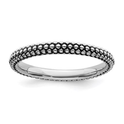 Sterling Silver Stackable Expressions Antiqued Ring | QSK799 ,