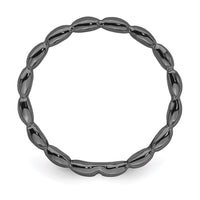 Sterling Silver Stackable Expressions Black-plated Rice Ring | QSK217 ,