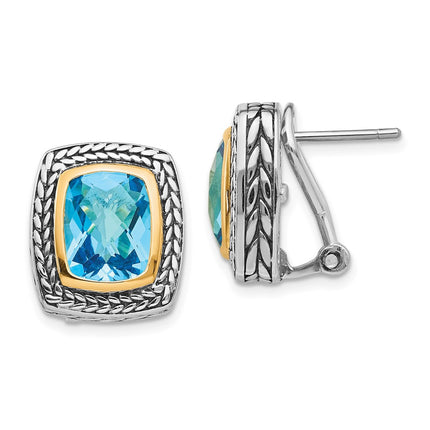Sterling Silver w/14k Swiss Blue Topaz Earrings ,
