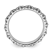 Sterling Silver Stackable Expressions Antiqued Ring | QSK803 ,