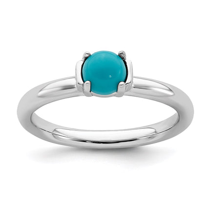 Sterling Silver Stackable Expressions Polished Turquoise Ring | QSK615 ,