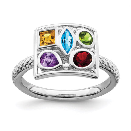 Sterling Silver Stackable Expressions Gemstone Ring | QSK796 ,