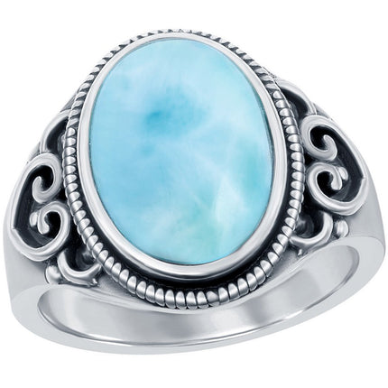 Women's Ring - Oval Larimar Filigree Design, Size 8 | W-2681-8 ,