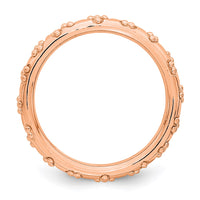 Sterling Silver Stackable Expressions Pink-plated Textured Ring | QSK1617 ,