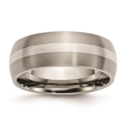 Titanium Sterling Silver Inlay 8mm Brushed Band | TB80 ,