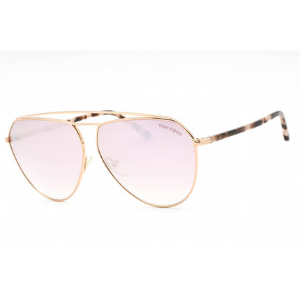 Tom Ford Unisex Sunglasses - Shiny Rose Gold Metal Pilot Shape Frame | FT0681 28Z ,