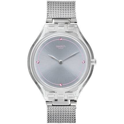 Swatch Women's Watch - Skin Skinstones Quartz Silver Dial Milanese Bracelet | SVOK105M ,